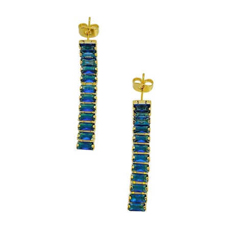 earrings steel hooks gold strass blue26